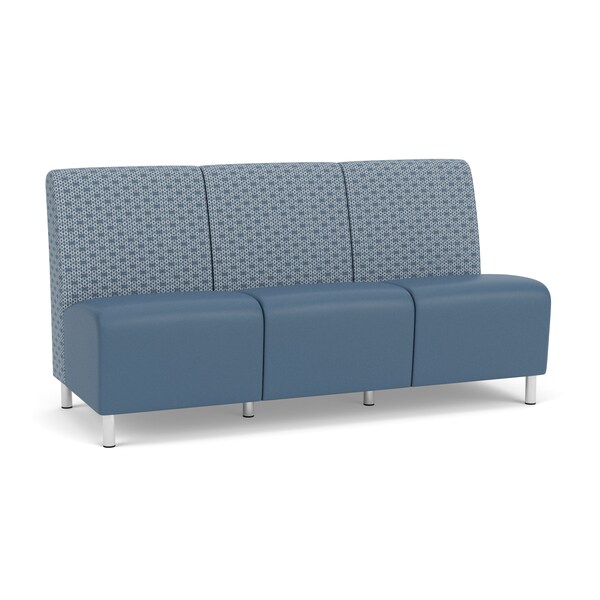 Lesro Siena Armless 3 Seat Tandem Seating No Center Arms, Brushed Steel, RS RainSong Back, MD Titan Seat SN3102 - main